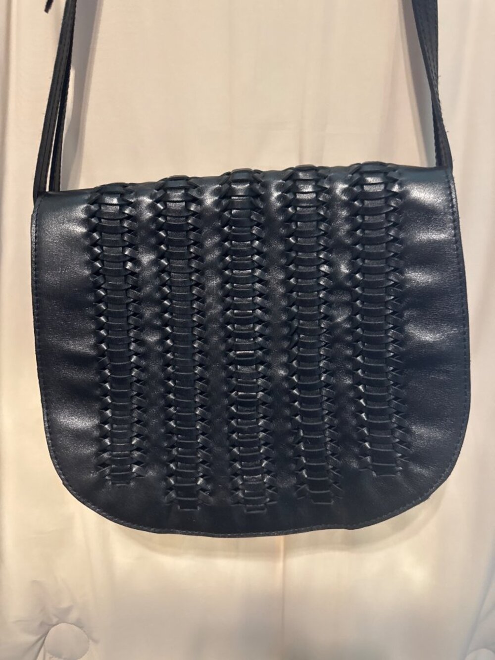 Patricia Nash Woven Leather Crossbody Bag Suede Interior EUC
